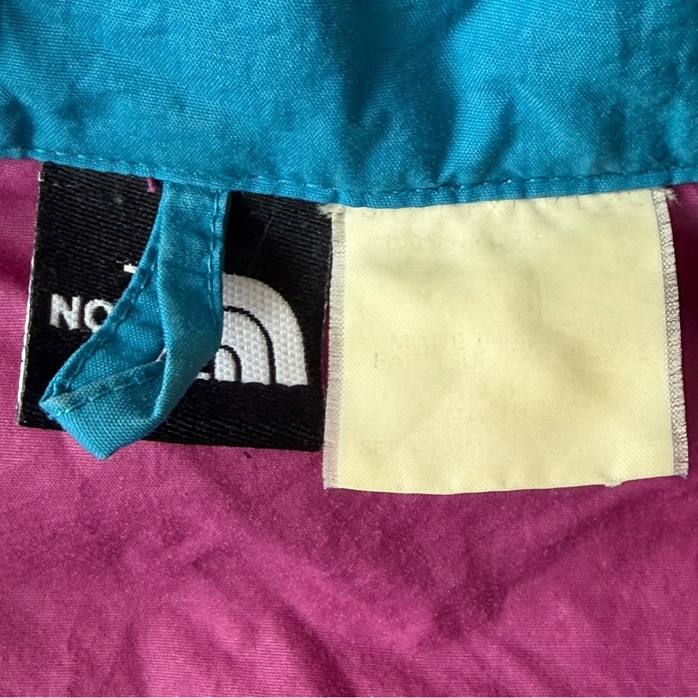 90s Vintage North Face Men's Medium Color Block Windbreaker Jacket Teal Magenta - Picture 4 of 11